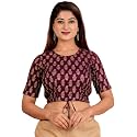 Yash Gallery Women's Cotton Zig-Zag Printed Regular Regular Fit Short Sleeve Blouse
