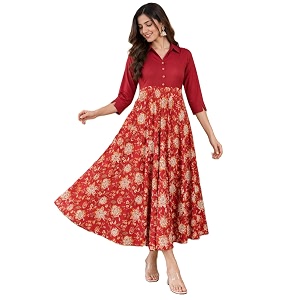 Yash Gallery Womens Floral Printed Anarkali Maxi