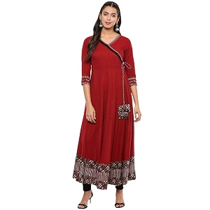 Yash Gallery Womens Rayon Relaxed Fit Angrakha