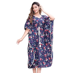Yash Gallery Womens Cotton Printed Kaftan Midi
