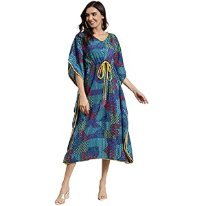 Yash Gallery Womens Cotton Printed Kaftan Midi