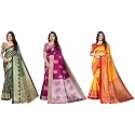Yashika Art Silk Printed with Unstitched Blouse Piece for Women Combo | New Sari | Latest Saree_Pack of 3