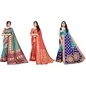 Yashika Art Silk Printed with Unstitched Blouse Piece for Women Combo | New Sari | Latest Saree_Pack of 3