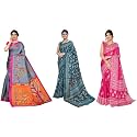 Yashika Art Silk Printed with Unstitched Blouse Piece for Women Combo | New Sari | Latest Saree_Pack of 3