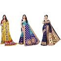 Yashika Art Silk Printed with Unstitched Blouse Piece for Women Combo | New Sari | Latest Saree_Pack of 3