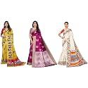 Yashika Art Silk Printed with Unstitched Blouse Piece for Women Combo | New Sari | Latest Saree_Pack of 3