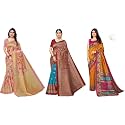 Yashika Art Silk Printed with Unstitched Blouse Piece for Women Combo | New Sari | Latest Saree_Pack of 3