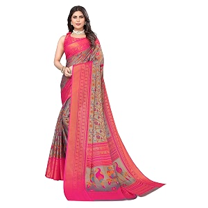Yashika Polyester Womens Chiku Chiffon Brasso Printed
