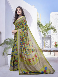 yashika printed bollywood tussar silk saree