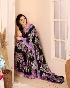 yashika printed bollywood tussar silk saree purple