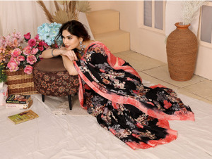 yashika printed bollywood tussar silk saree pink
