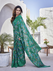 yashika printed bollywood tussar silk saree multicolor