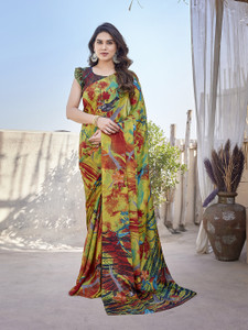 yashika printed bollywood tussar silk saree multicolor