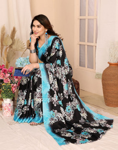 yashika printed bollywood tussar silk saree blue