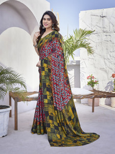 yashika printed bollywood tussar silk saree multicolor
