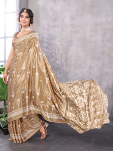 yashika printed bollywood tussar silk saree yellow