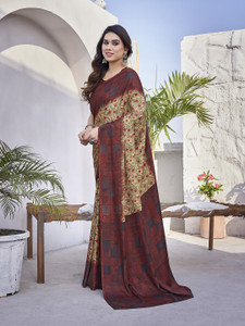 yashika printed bollywood tussar silk saree multicolor