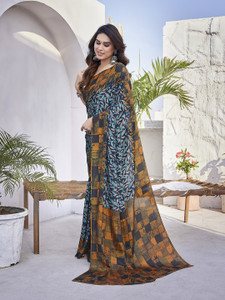 yashika printed bollywood tussar silk saree multicolor