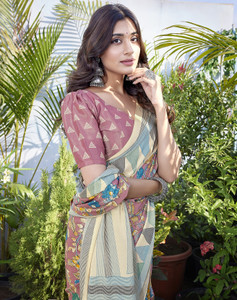 yashika printed bollywood tussar silk saree pink