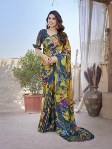yashika printed bollywood tussar silk saree multicolor