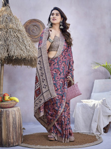 yashika printed bollywood tussar silk saree