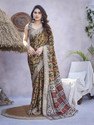YASHIKA Printed Bollywood Tussar Silk Saree (Multicolor)