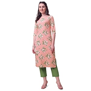 Yashika Womens Crepe Pink Straight Stitched Kurti