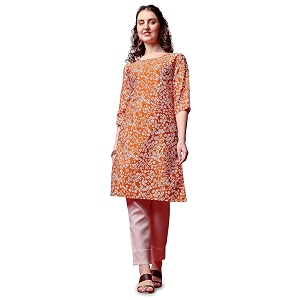 Yashika Womens Crepe Pink Straight Stitched Kurti