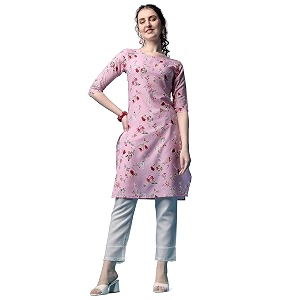 Yashika Womens Crepe Pink Straight Stitched Kurti