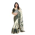 Yashika Women39s Floral Printed White Dola Silk