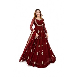 Yashika Womens Georgette Ethnic Gown with Dupatta