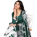 Yashika Women's Printed Dress Material - Unstitched Crepe Fabric Kurti, Pants & Dupatta Set (AZ-YS-P4-NITU GREEN)