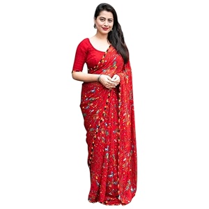 Yashika Womens Printed Georgette Printed Saree With