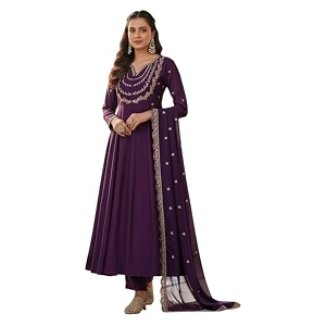 Yashika Womens Silk Blend Embroidered Anarkali Kurta