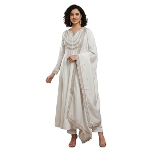 Yashika Womens Silk Blend Embroidered Anarkali Kurta