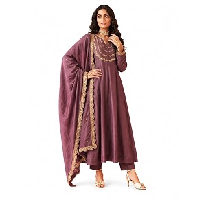 Yashika Womens Silk Blend Embroidered Anarkali Kurta