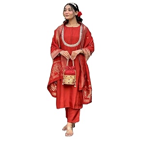 Yashika Womens Silk Blend Jacquard Kurta and