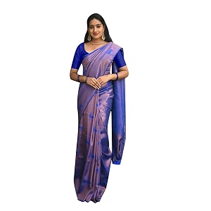 yashika women39s trendy banarasi kanjivaram blue color art silk saree with blouse material