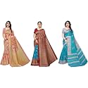Yashika Art Silk Printed with Unstitched Blouse Piece for Women Combo | New Sari | Latest Saree_Pack of 3