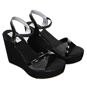 yashu enterprises women glitter wedge heel sandal article number 024_black