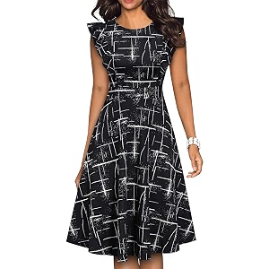 YATHON Womens Vintage Ruffle Sleeve Floral A