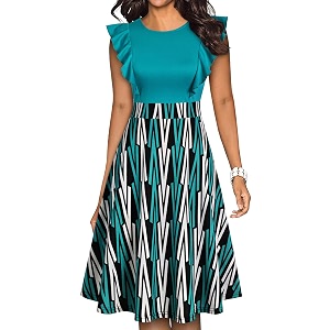 YATHON Womens Vintage Ruffle Sleeve Floral A