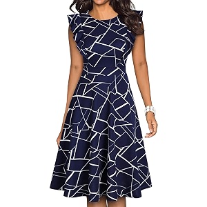 YATHON Womens Vintage Ruffle Sleeve Floral A