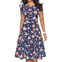 YATHON Women39s Vintage Ruffle Sleeve Floral A