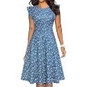 YATHON Women39s Vintage Ruffle Sleeve Floral A