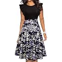 YATHON Women39s Vintage Ruffle Sleeve Floral A