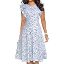 YATHON Women39s Vintage Ruffle Sleeve Floral A