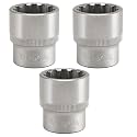 Yato combo Set of 3 Spline Sockets YT-1469(17mm), YT-1470(18mm), YT-1471(19mm) with Chromed satin finished made of chromium Vanadium-Pack of 3