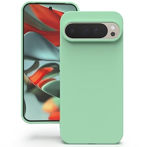 yatwin silicone back case for google pixel 9 pro xl soft-touch phone back cover for google pixel 9 pro xl - link cyan