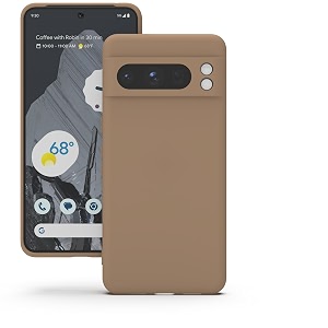 yatwin silicone back case for google pixel 8 pro soft-touch phone back cover for google pixel 8 pro-milk tee brown